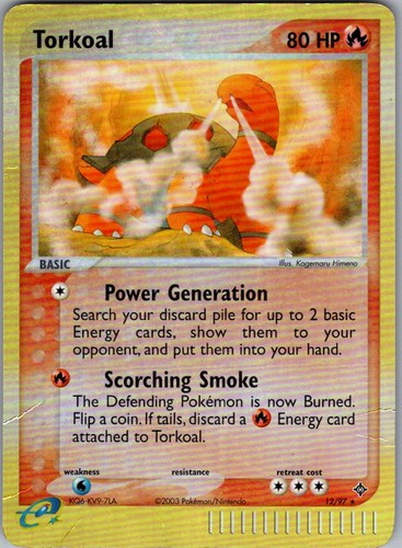 Torkoal 12/97 Rare Dragon Pokemon Reverse Holo Near Mint