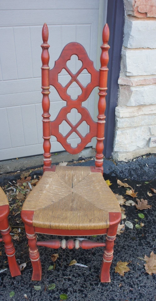 4~ Sillas vintage THOMASVILLE de campo francés asiento apresurado de mediados de siglo Foto 2 de 4