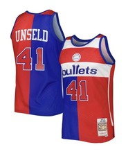 NEW Men NBA Mitchell&Ness Washington Bullets #41 Wes Unseld Split Jersey Size M