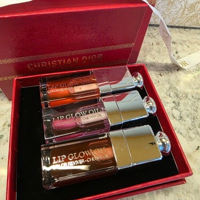 DIOR  Addict Lip Glow Color Reviver Cherry Oil Set with Gift box, NEW See Below