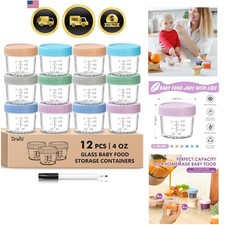 12 pcs Baby Food Storage Containers 4 Oz Small Glass Jars with Lids