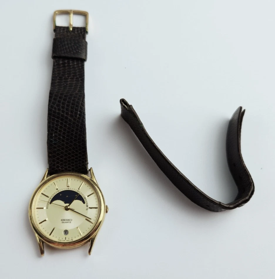 Men's Vintage Seiko 1988 MOONPHASE Calendar 7434-7008 Watch - Needs Battery - image 2 of 4