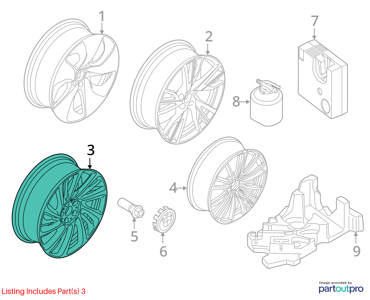 2014-2020 BMW i8 I12 Rear Left Alloy Wheel W/ Tire 8.5Jx20 ET50 OEM *NOTE*