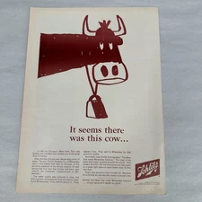 Schlitz Beer Cow Cartoon Milwaukee Fire Story Bar Decor Vintage Print Ad 1964