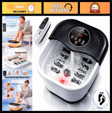 Collapsible Heated Foot Spa Massager with Bubble, Red Light  8 Shiatsu Rollers