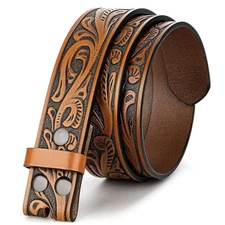 Western Leather Belt Strap for Men Women Cowboy for Wasit 34"-37" 01-brown