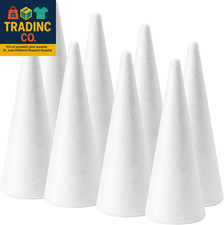 8-Pack Foam Cones 4X9.7In , Polystyrene Cone Shaped Foam, Foam Tree Cones, for
