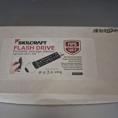 Skilcraft FIPS 140-2 8gb Flash drive. Secure PIN access. AES Hardware Encryption