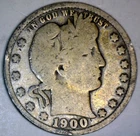 1900 Barber Quarter SILVER Coin FULL BOLD DATE  LOW SHIP  NR AUCTION