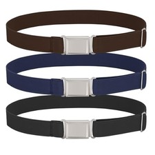 3 pack Kids Adjustable Magnetic Belt Boys Girls Easy Clasp Black coffee blue