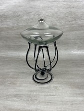 Vintage Polish JOZEFINA KROSNO Blown Art Glass Oil Lamp Amethyst / BLACK