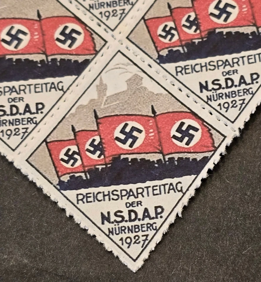 Third Reich Reichsparteitag Nurnberg 1927 Party Rally Stamps Propaganda Labels - Image 2 of 3
