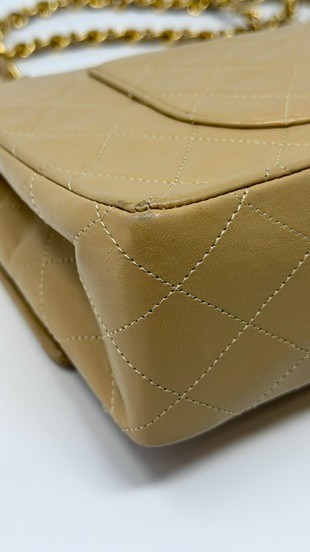 Vintage Chanel Beige Medium Classic Double Flap Bag 24K Gold HW 1989-1991 thumbnail 11