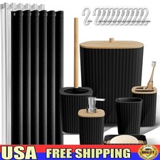 Black Bathroom Accessories Set Shower Curtain Toilet Brush Holder Soap Dispenser