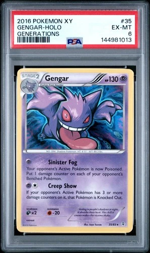 2016 POKEMON XY GENERATIONS #35 GENGAR-HOLO PSA 6