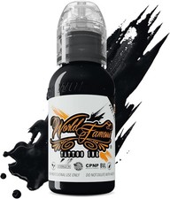 Blackout Black Tattoo Ink,WORLD FAMOUS,Skin Safe, Professional,High Pigment, 1oz