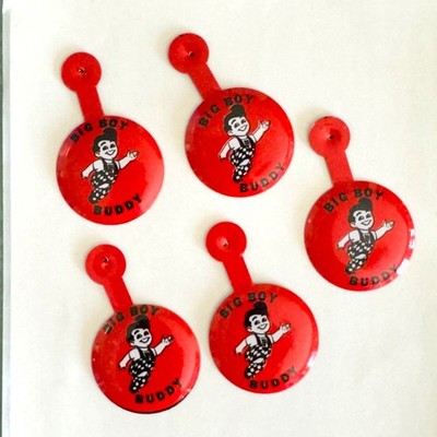 Vintage Big Boy Buddy Fold Over Pin Tab Badge 1950s Restaurant Promo Original