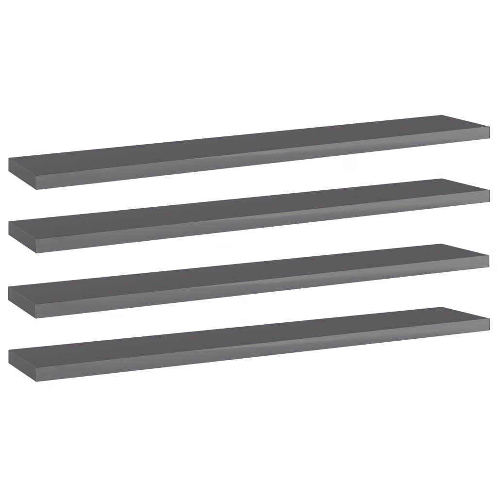 Shelf Set of 4 High gloss grey Engineered wood