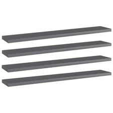 Shelf Set of 4 High gloss grey Engineered wood