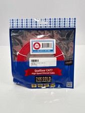 QualGear Cat7 Ethernet Cable 10ft 10Gbps 600MHz Flat Triple Shielded Red