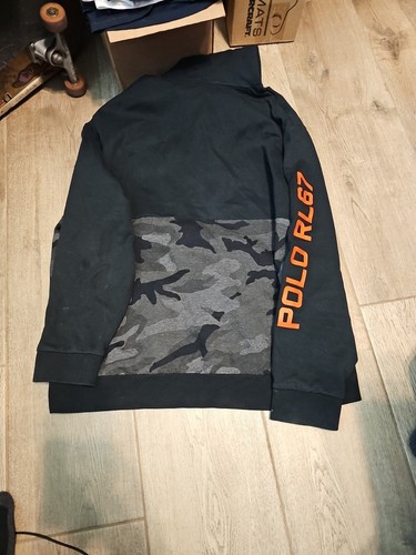 Polo Ralph Lauren RL67 nera antracite mimetica doppia maglia felpa con cappuccio uomo 2XL usata in ottime condizioni rara - Foto 19 di 24