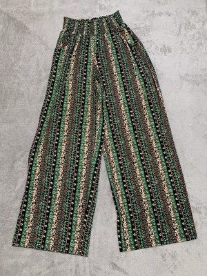 Urban Coco Pants Womens 2XL Brown Bohemian Striped Flare Hippie Gypsy Pockets