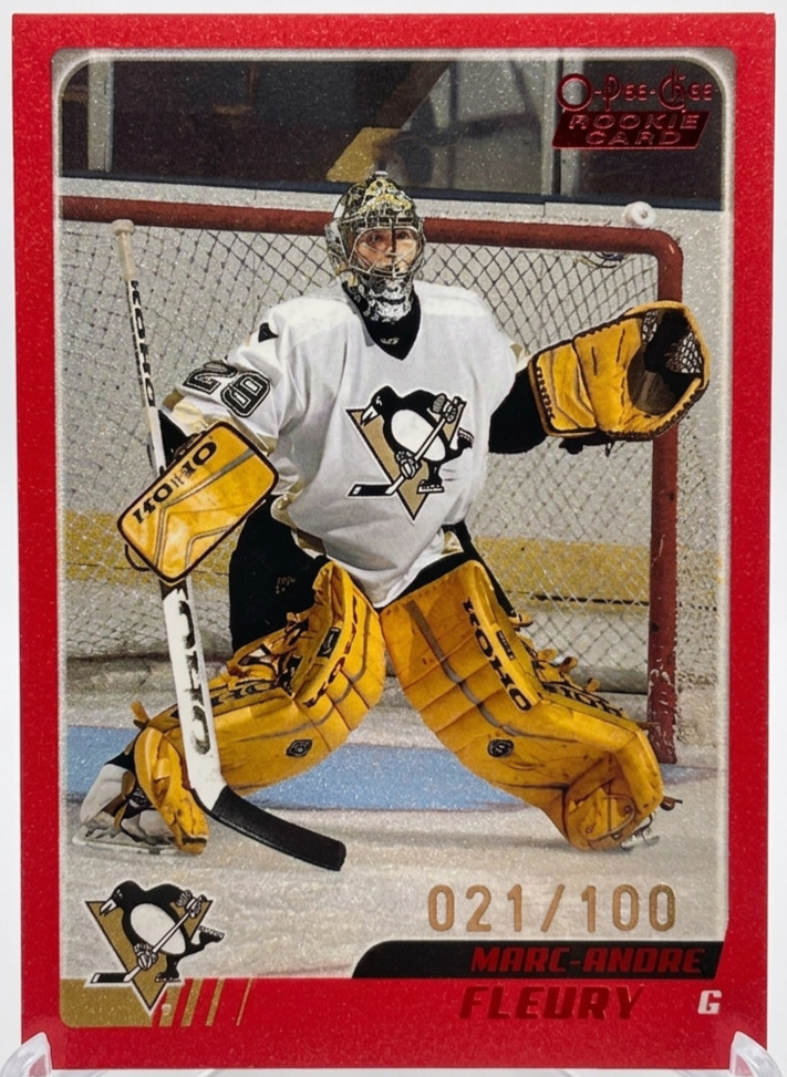 2003 Marc-Andre Fleury O-Pee-Chee Red /100 #340 Penguins Rookie RC Penguins