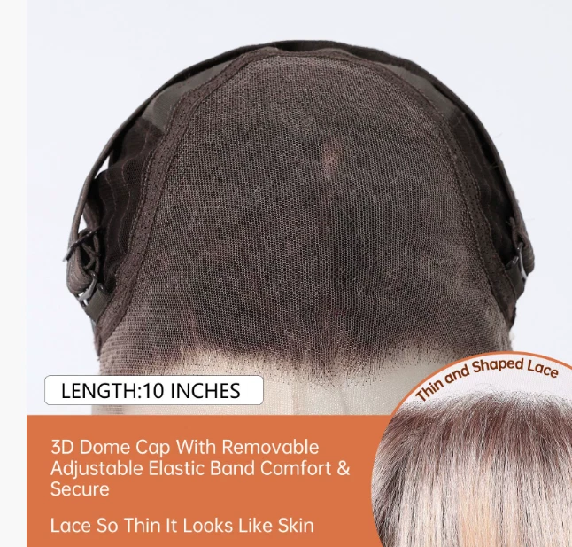 Женский мягкий парик из термостойкого волокна с прямым бобом и кружевными передними крышками 10 дюймов - Изображение 4 из 4