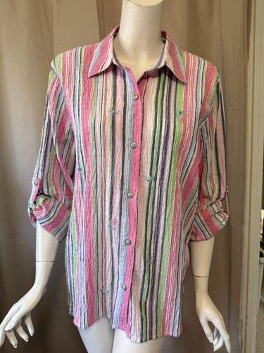 alfred dunner gestreiftes Hemd mit Knopfleiste Top Gr. 16/XL TOP - Bild 6 von 7