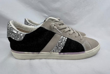 VINTAGE HAVANA Womens 8.5 Sneakers Gray Black Silver Glitter Suede Low Top Shoes
