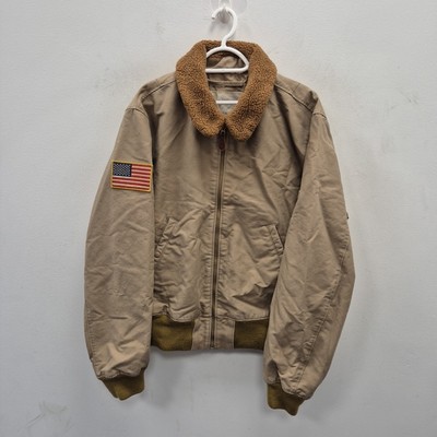 Ralph Lauren Polo Supply MA-1 Flight Aviator Bomber USA Flag Jacket Size XL 