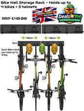 Bike Storage Rack for 4 Bikes + 3 Helmets. Heavy Duty up to 135kg/300lb- RRP £40