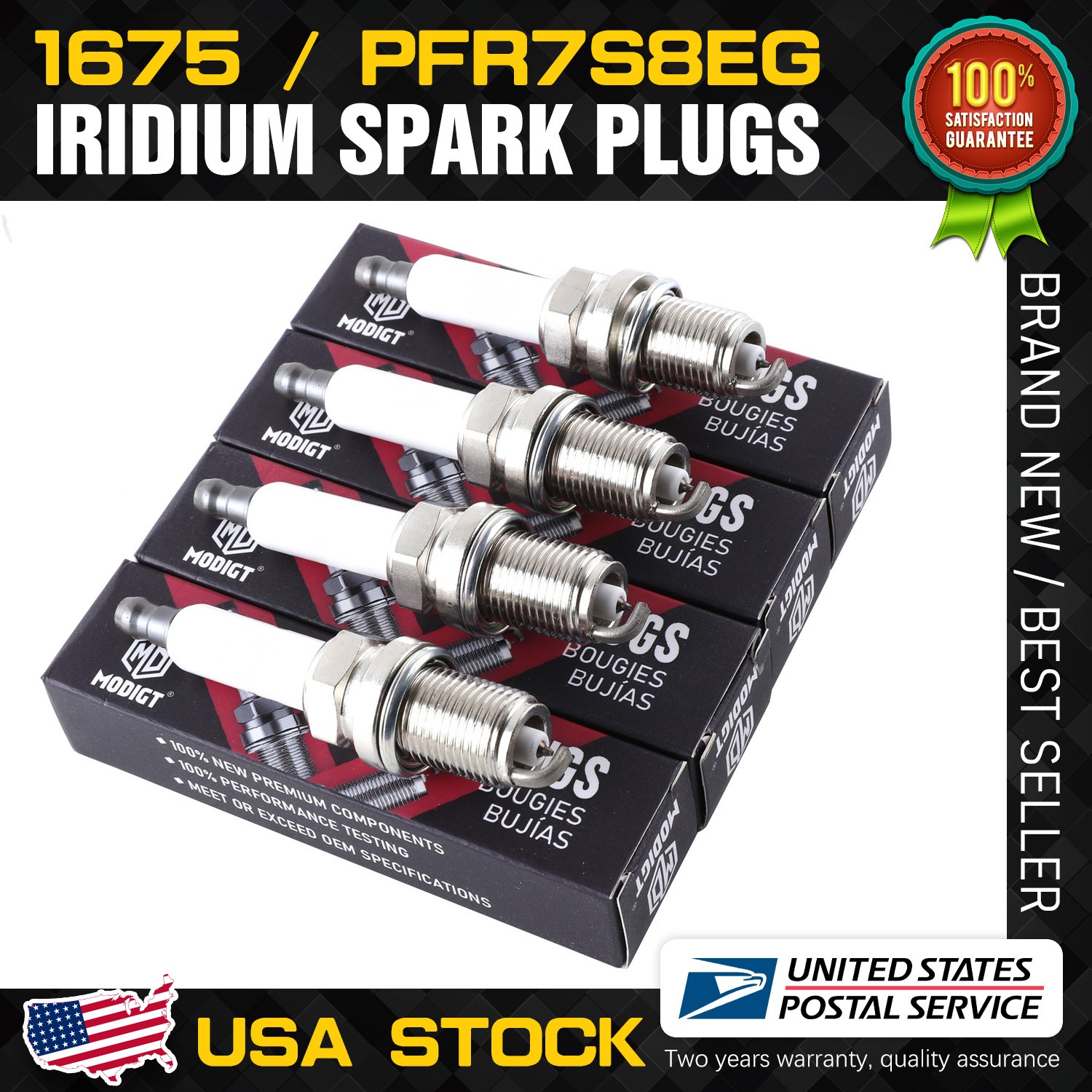 4Pcs Spark Plugs For NGK 1675 Double Platinum Premium OEM # PFR7S8EG for Audi VW