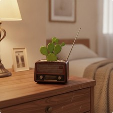 Vintage radio flower pot, retro radio planter, table planter with