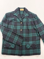 Vintage Pendleton 100 Virgin Wool Black Watch Plaid Blazer Jacket Women USA