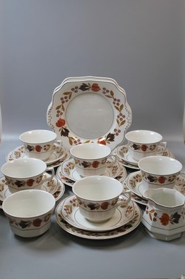 Seltenes und bezauberndes Adams Golden Vale Tee Kaffee Set Geschirr-Tassen, Untertassen, Teller