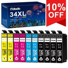 10 printer cartridges for Epson WorkForce Pro WF-3700 WF-3720 WF-3725 DWF