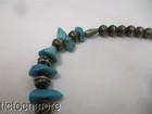VINTAGE NAVAJO INDIAN TURQUOISE NUGGET SILVER NAVAJO PEARL BEADS NECKLACE — photo 3