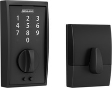Schlage BE375 Touch Electronic Deadbolt, Century Trim, Matte Black Keyless Entry