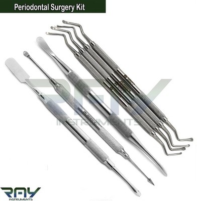 Set of 7 Dental Periodontal Lucas Curettes Periosteal Elevators Oral Surgery Kit