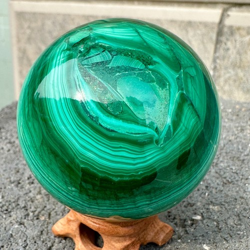366g Rare Natural Malachite quartz hand Carved sphere Crystal Healing Gem ball - Picture 4 of 11