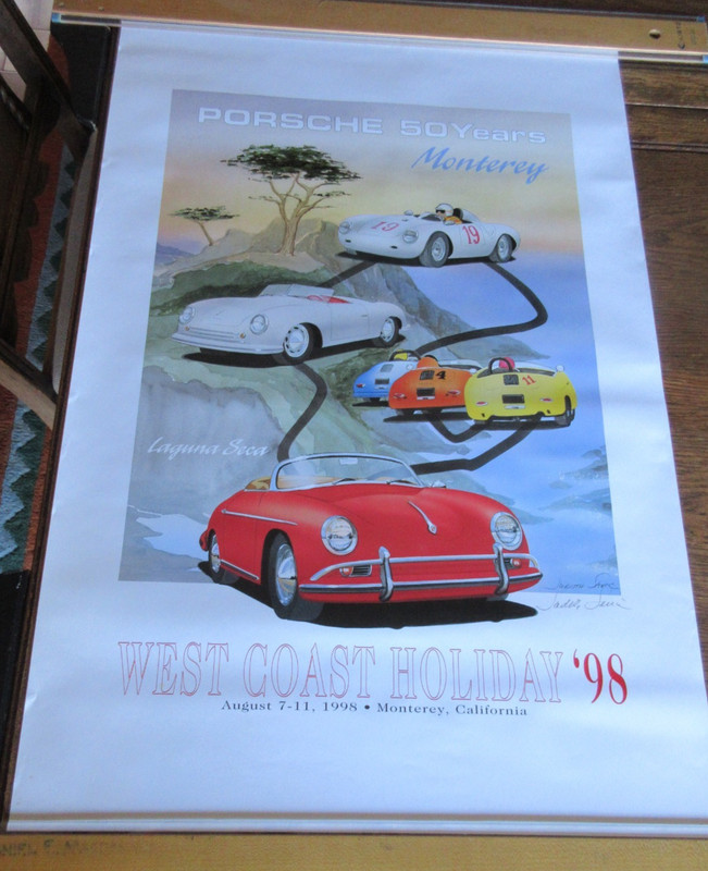 Artist Signed, "WEST COAST HOLIDAY '98" PORSCHE 356 Registry, 20X29,  EXCELLENT