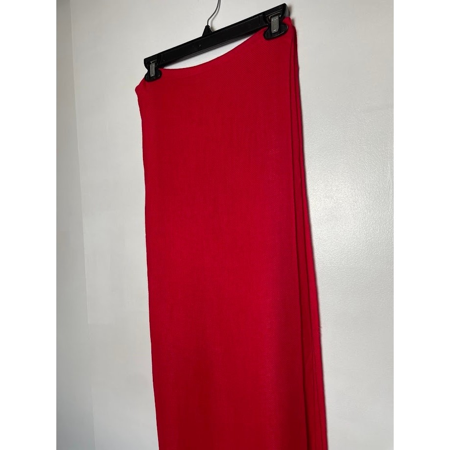 Red Scarf Soft Finge Solid Rectangle Wrap Light W… - image 9