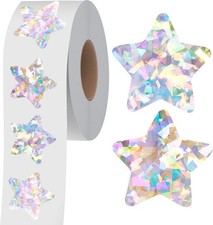 500 PCS Holographic Silvery Star Stickers, Self Adhesive Metallic Glitter Foil S