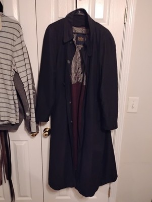 Newport Harbor Black 100% Pure Wool Vintage Men's Overcoat with Wool Liner