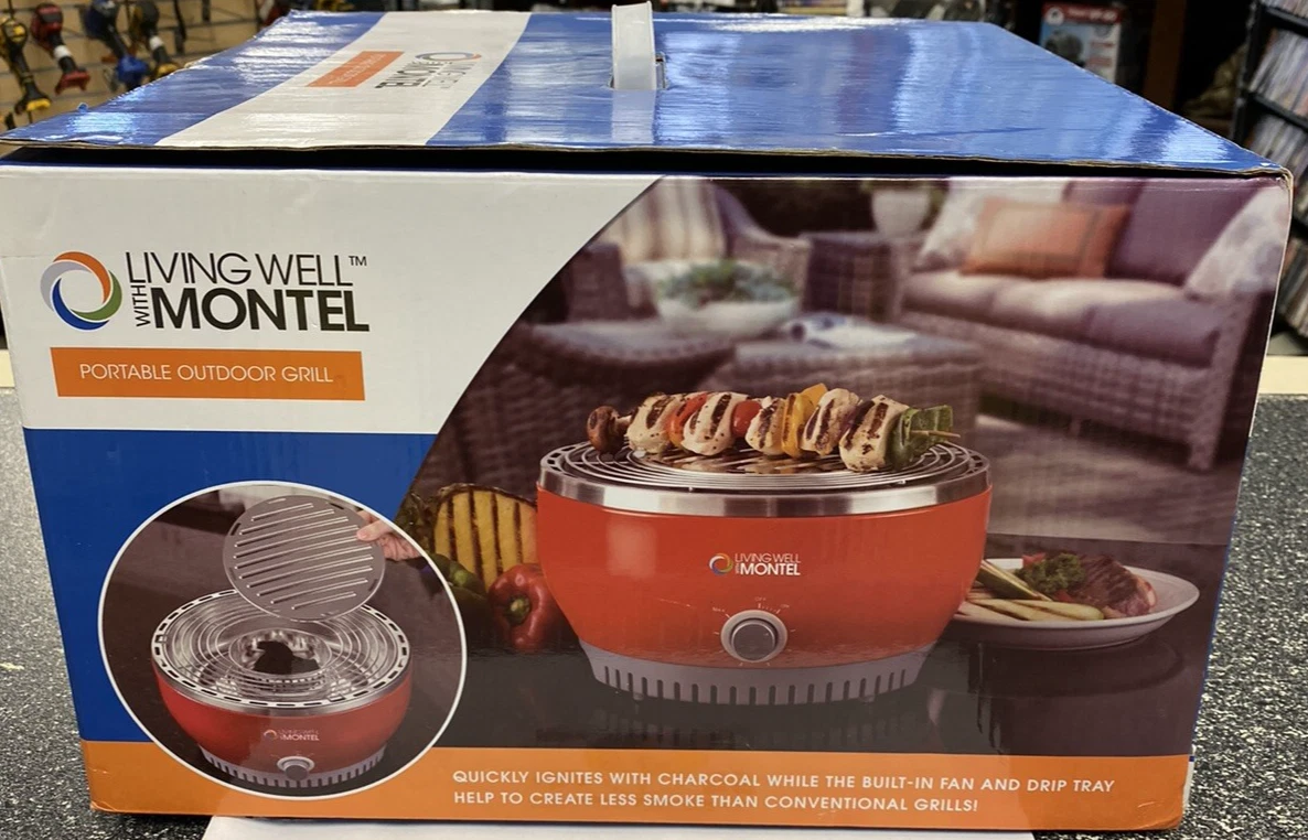 Living Well With Montel MWSG01 Smokeless Indoor Barbeque Grill, Red - SEALED NEW
