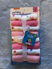 Nickelodeon Baby Shark Infant Washcloths 8 Pack Girls Pink/White
