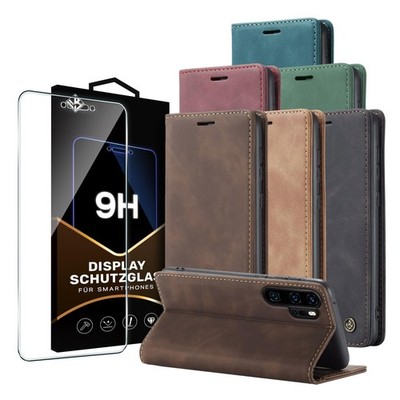 Handyhülle für Huawei P30 Pro Klapphülle Smartphone Hülle Handy Cover 9H Glas