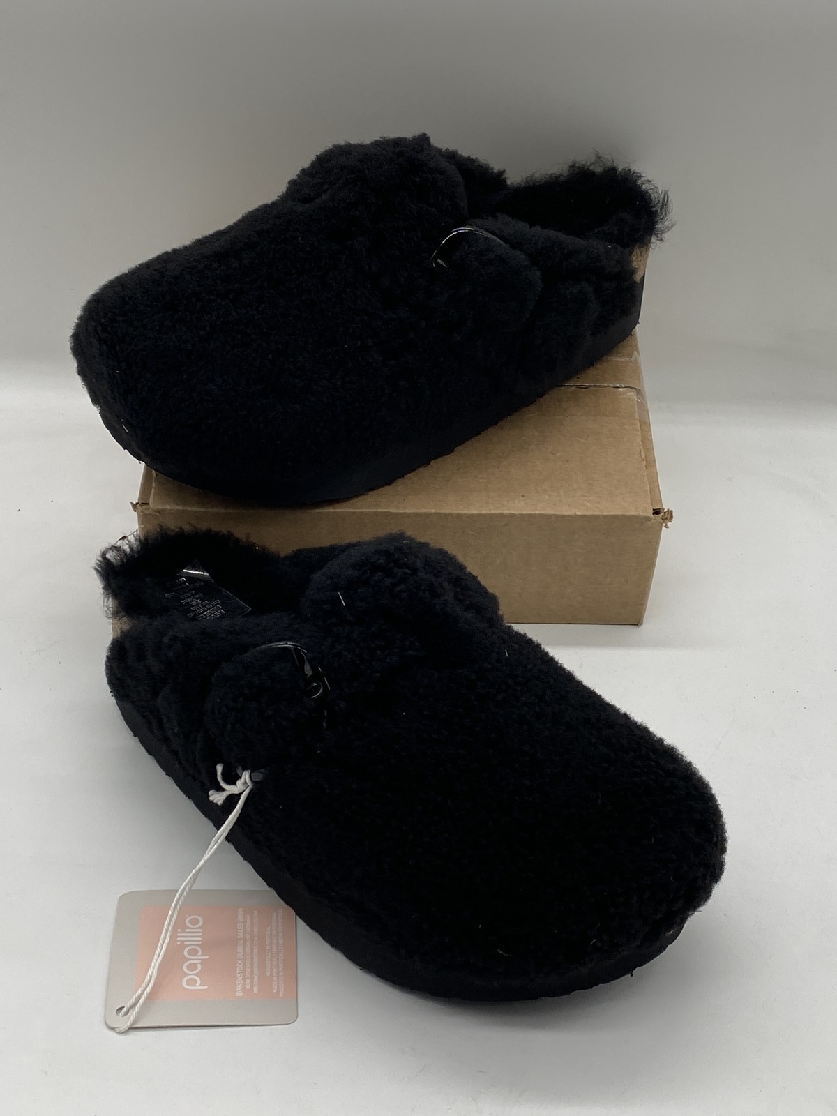 Birkenstock Boston Big Buckle Flex Platform Womens US Size 6 1021734-Teddy Black