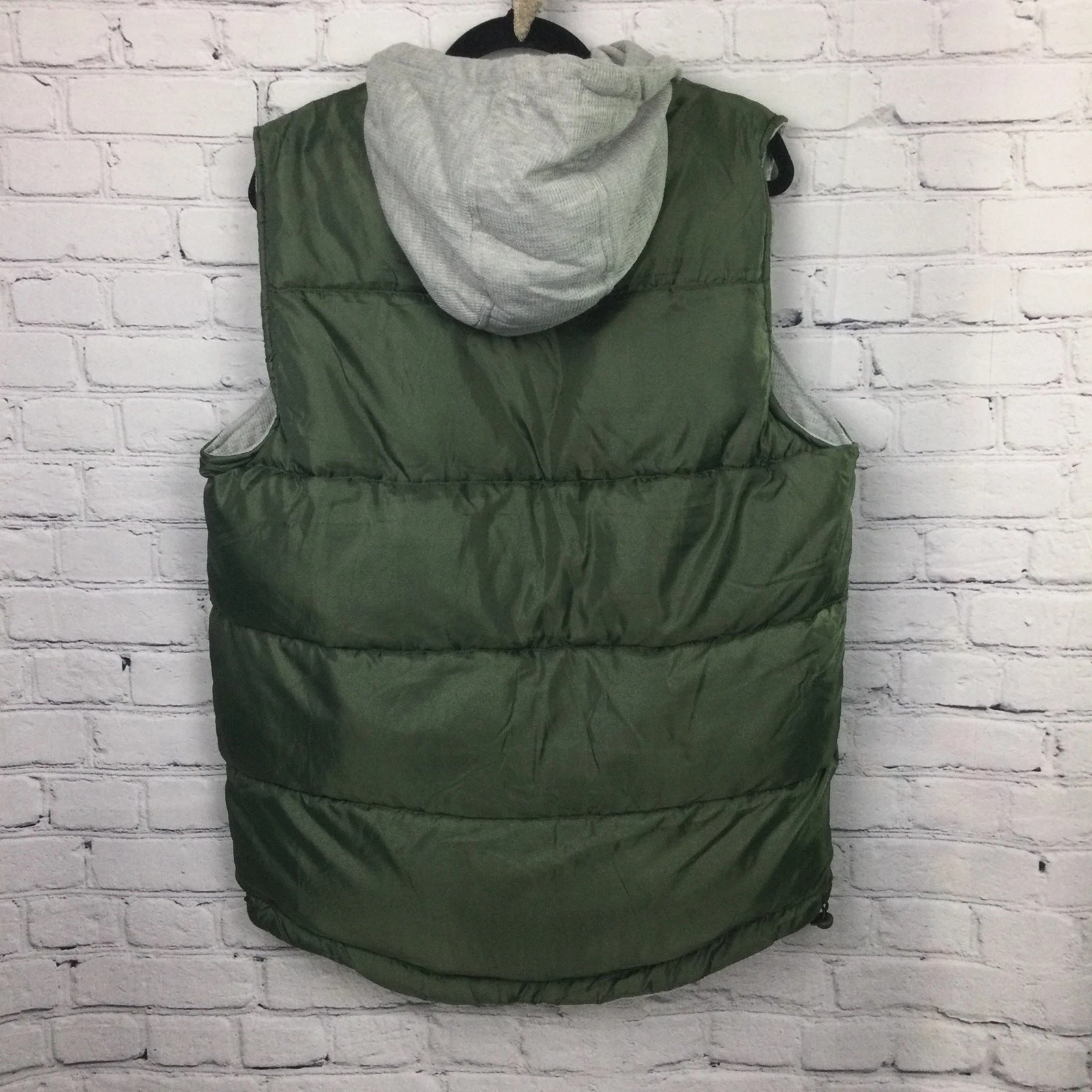 Decoded Gorpcore Hooded Quilted Puffer Casual Hiking Zip Green Vest Men's M image 5